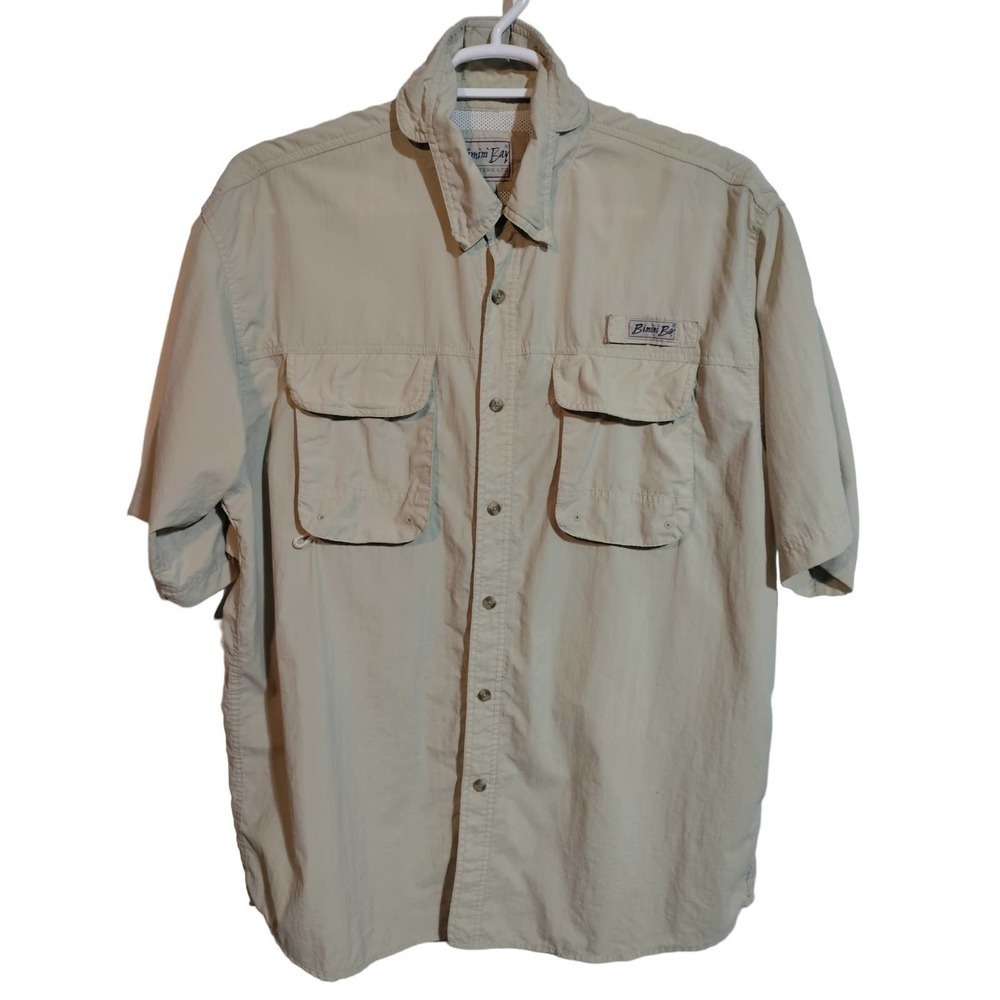 Bimini Bay Outfitters beige outdoors fishing shirt men size XL